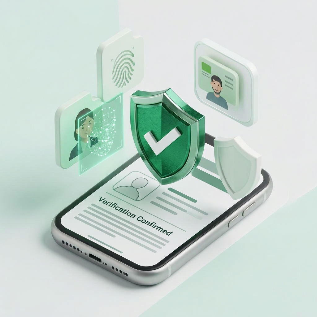 3D KYC identity verification process illustration